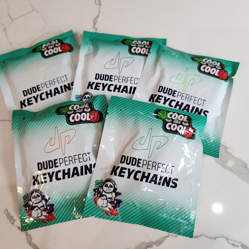 Set of Five "Dude Perfect Cool Not Cool" Keychain